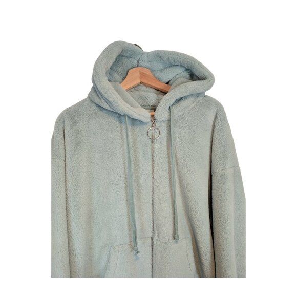 Wild Fable Womens XL Faux Fur Zip up Hoodie Mint Green Plush Sherpa Jacket Cozy - Picture 4 of 7